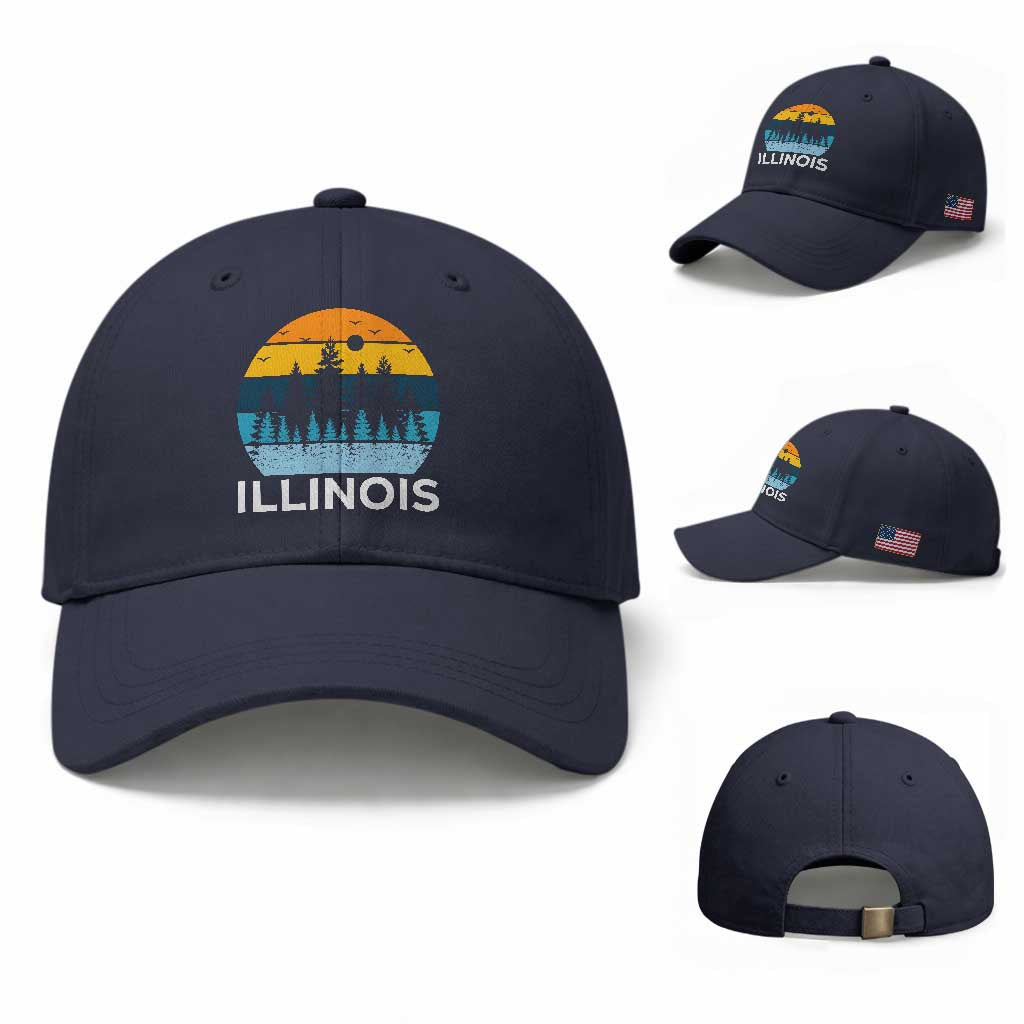 Vintage Illinois Mountain Forest Baseball Cap Nature Adventure Gift