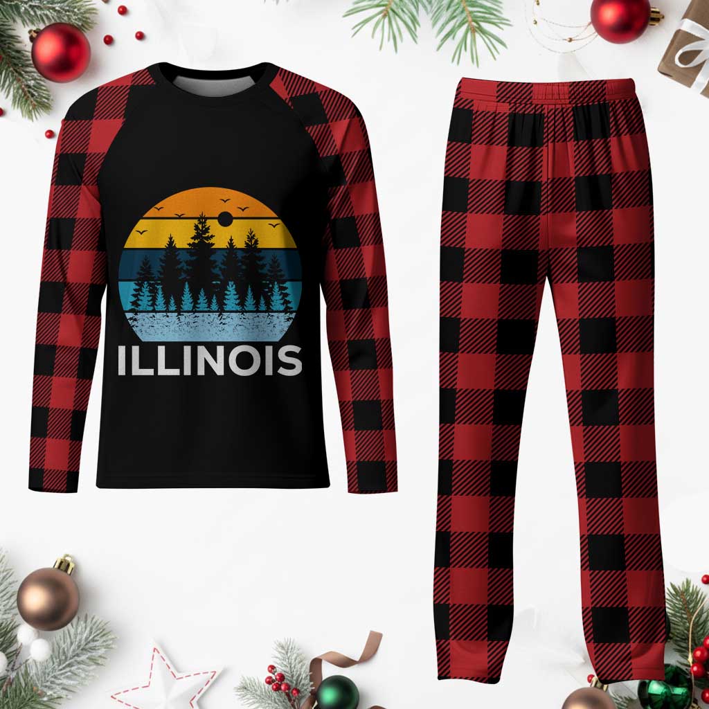 Vintage Illinois Mountain Forest Plaid Pajama Set Nature Adventure Gift
