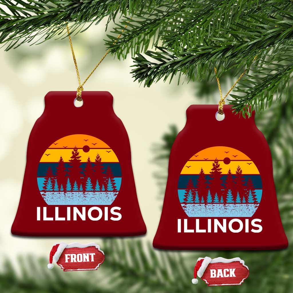 Vintage Illinois Mountain Forest Ceramic Ornament Nature Adventure Gift