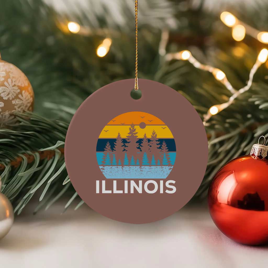 Vintage Illinois Mountain Forest Ceramic Ornament Nature Adventure Gift