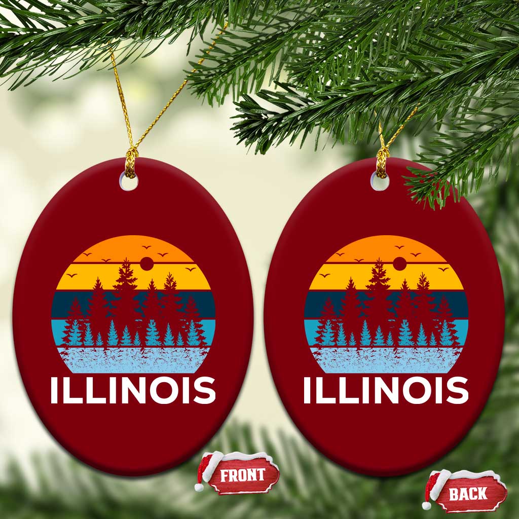 Vintage Illinois Mountain Forest Ceramic Ornament Nature Adventure Gift