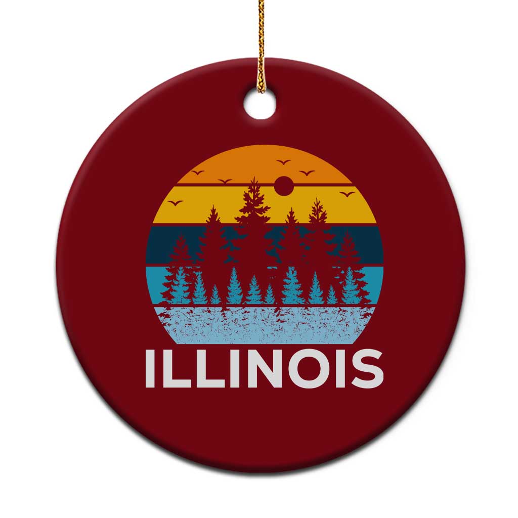 Vintage Illinois Mountain Forest Ceramic Ornament Nature Adventure Gift