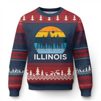 Vintage Illinois Mountain Forest Ugly Christmas Sweater Nature Adventure Gift