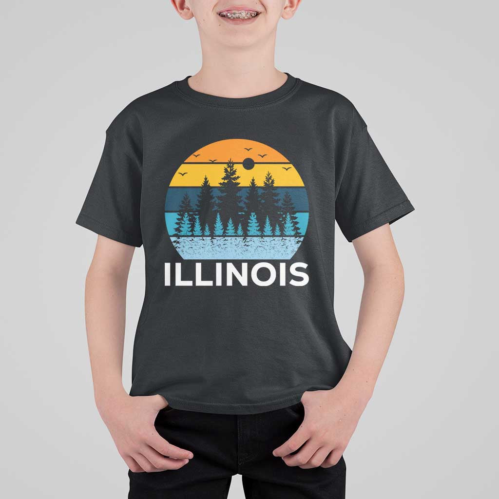 Vintage Illinois Mountain Forest T Shirt For Kid Nature Adventure Gift