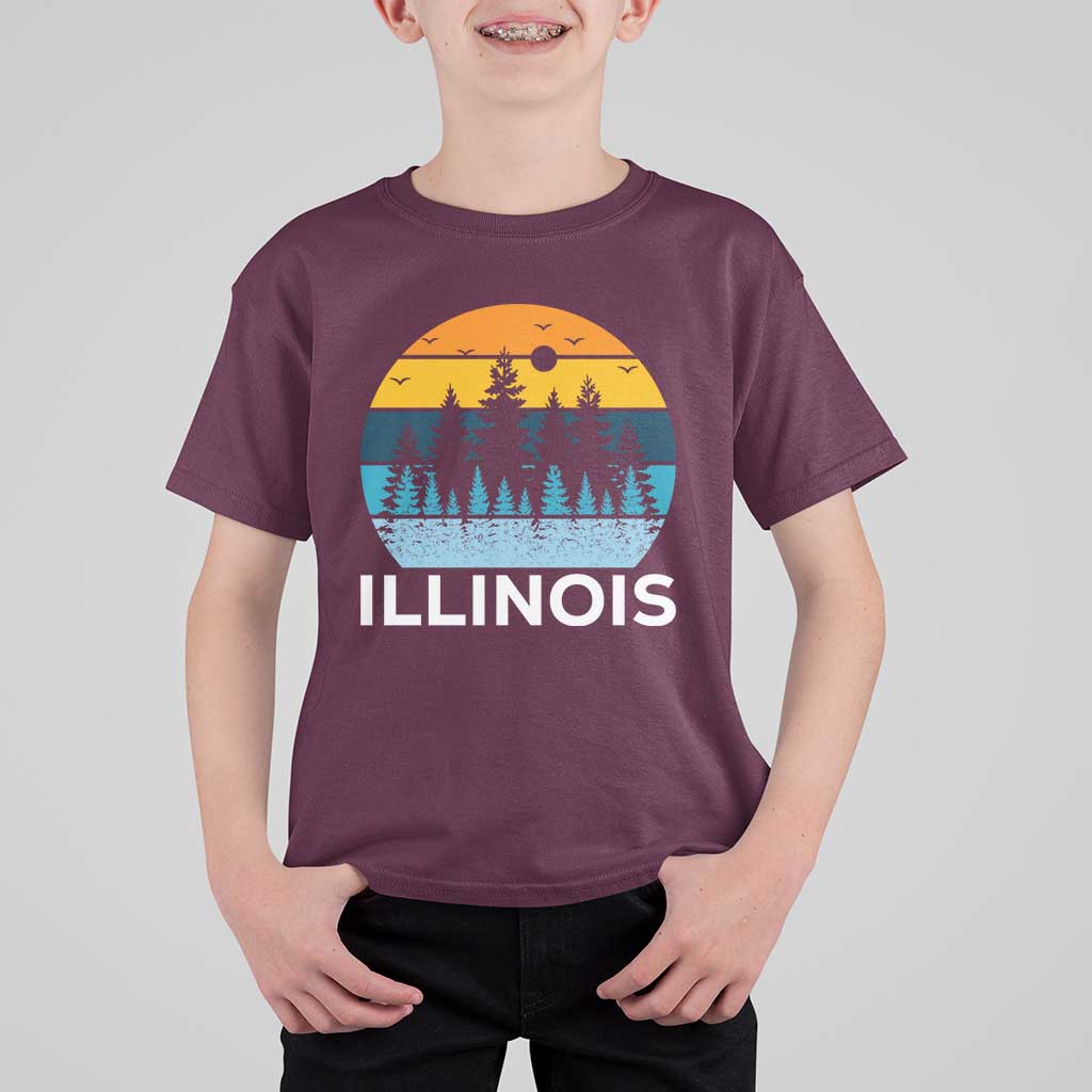 Vintage Illinois Mountain Forest T Shirt For Kid Nature Adventure Gift