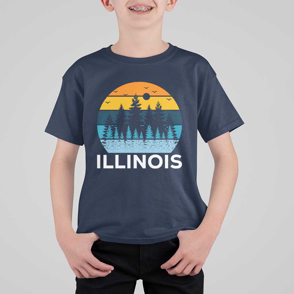 Vintage Illinois Mountain Forest T Shirt For Kid Nature Adventure Gift