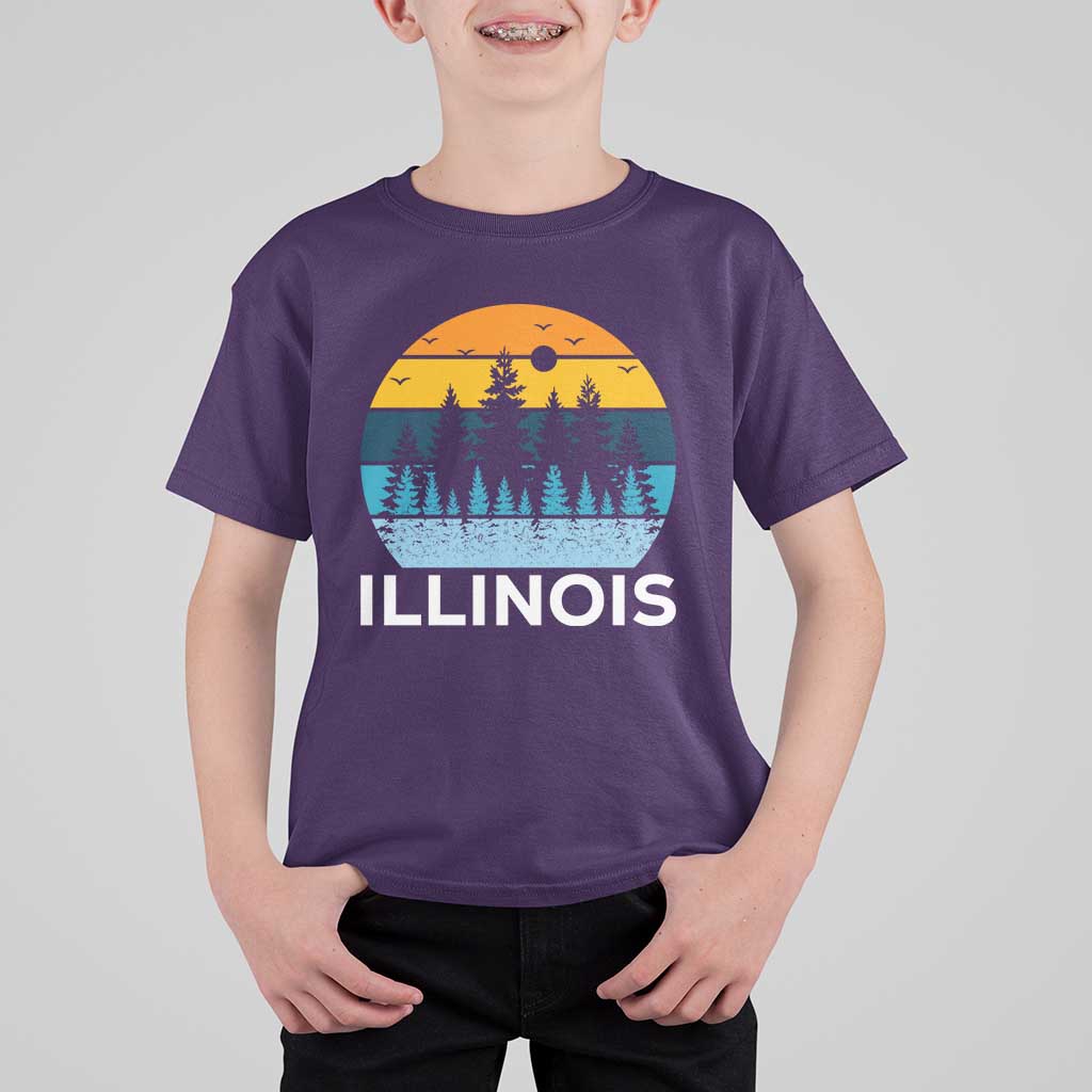 Vintage Illinois Mountain Forest T Shirt For Kid Nature Adventure Gift