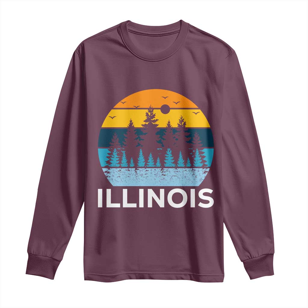 Vintage Illinois Mountain Forest Long Sleeve Shirt Nature Adventure Gift