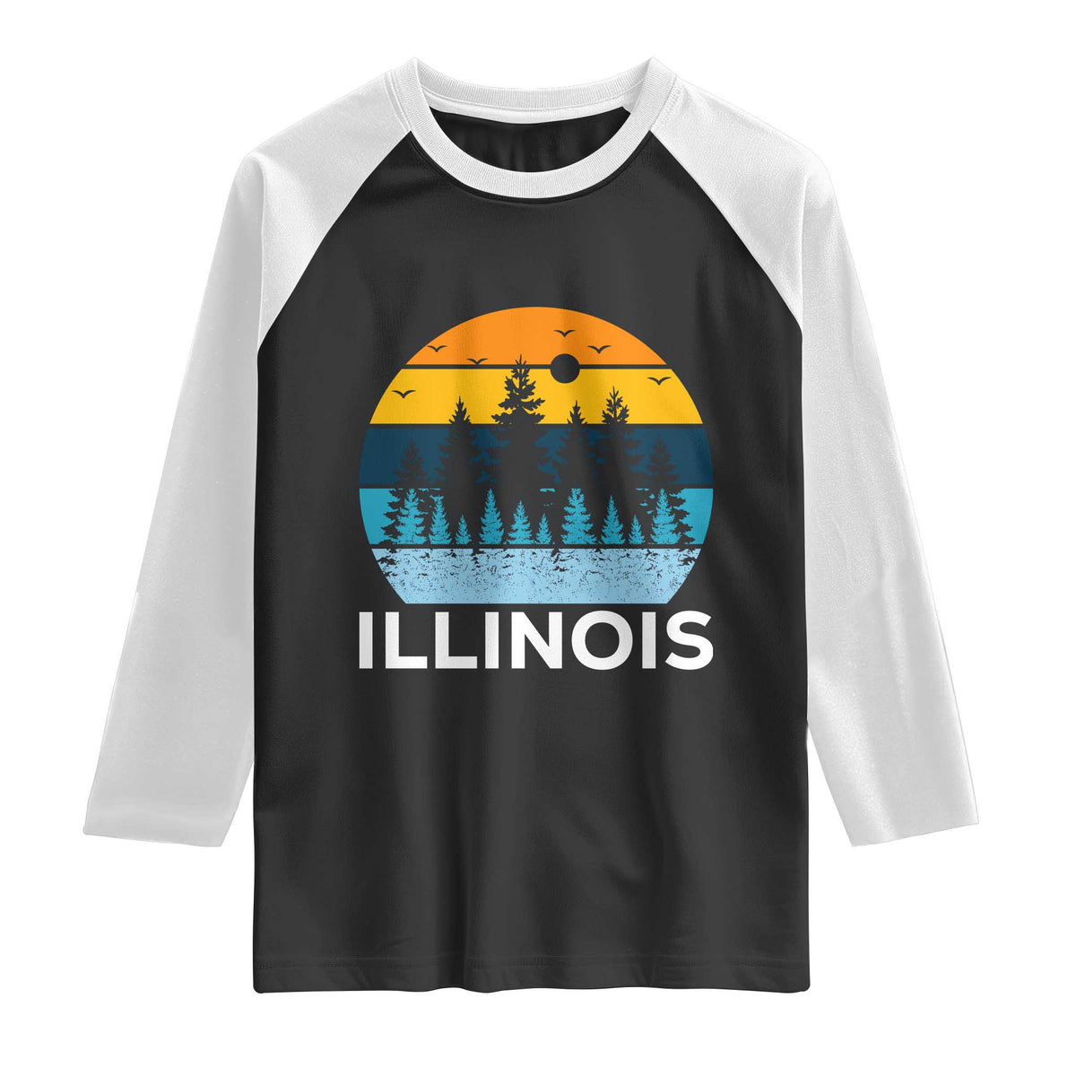 Vintage Illinois Mountain Forest Raglan Shirt Nature Adventure Gift