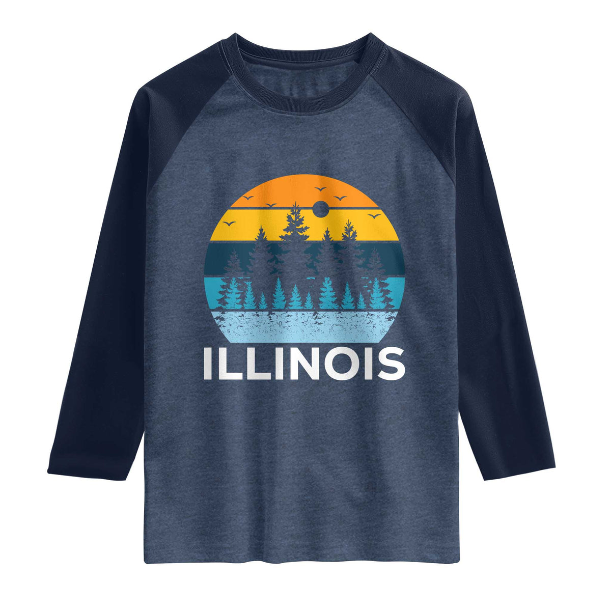 Vintage Illinois Mountain Forest Raglan Shirt Nature Adventure Gift