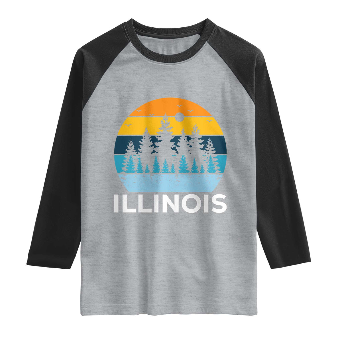 Vintage Illinois Mountain Forest Raglan Shirt Nature Adventure Gift