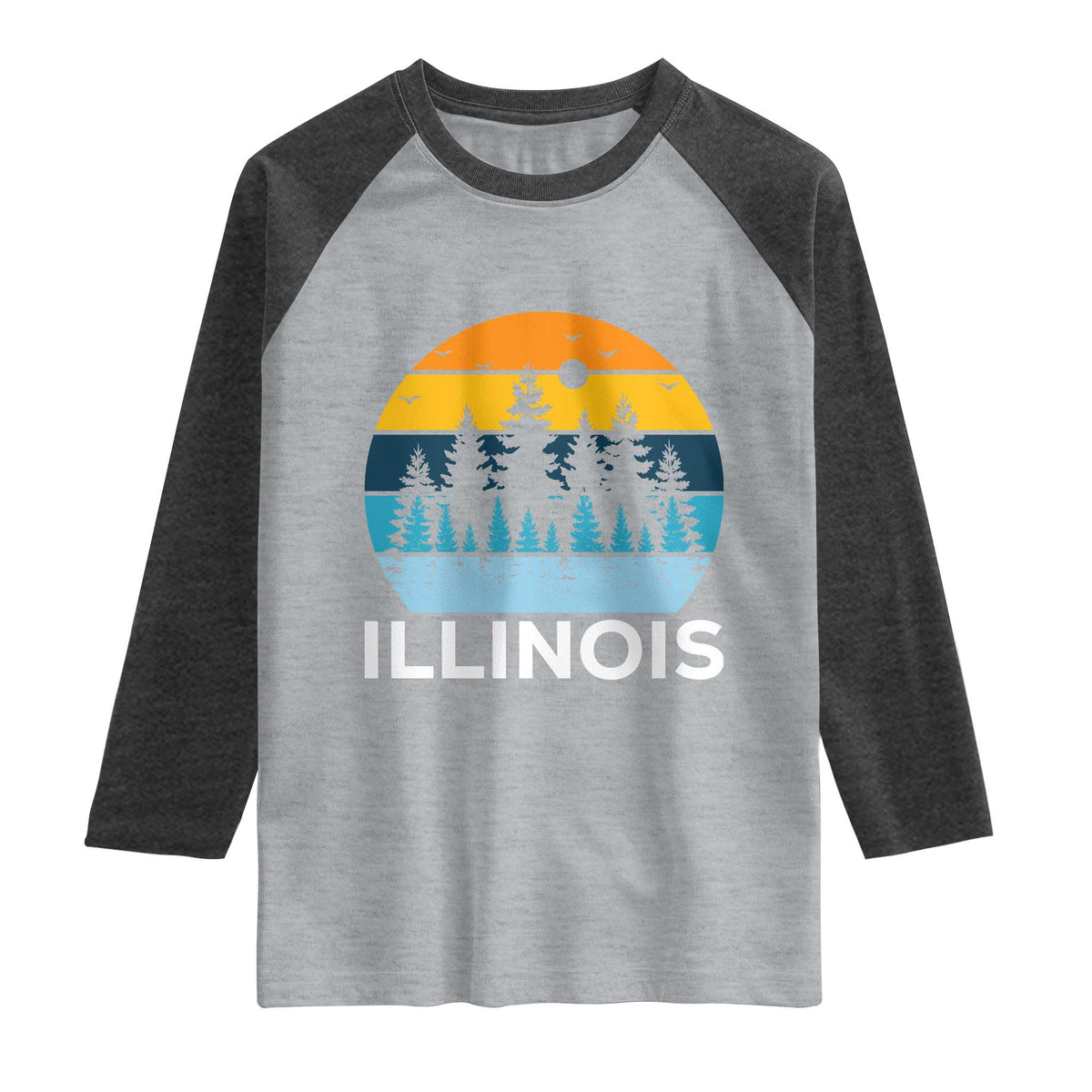 Vintage Illinois Mountain Forest Raglan Shirt Nature Adventure Gift