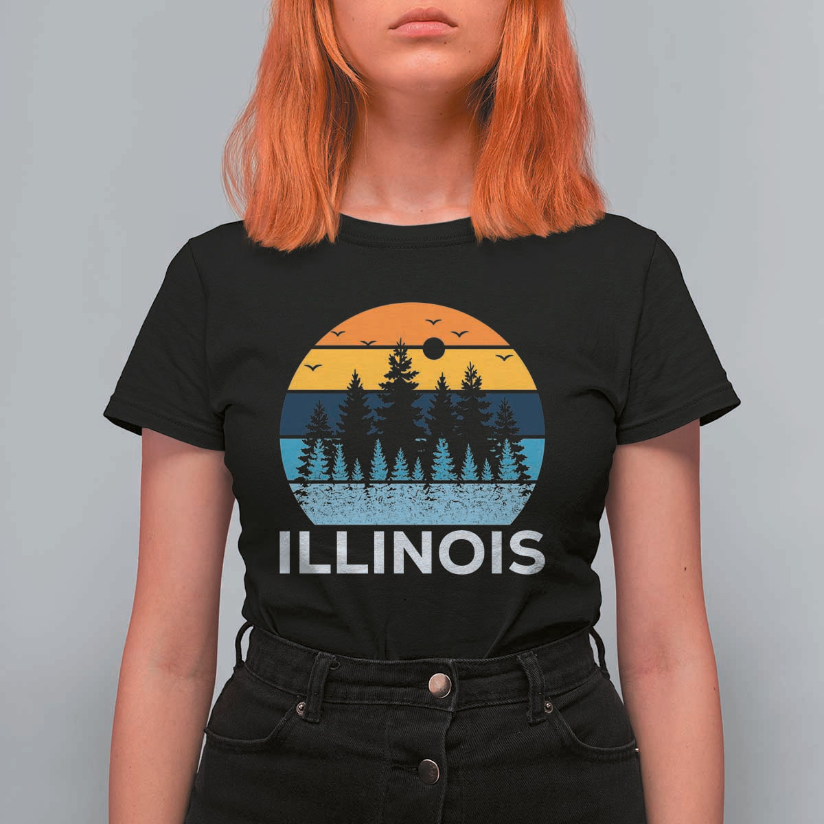 Vintage Illinois Mountain Forest T Shirt For Women Nature Adventure Gift