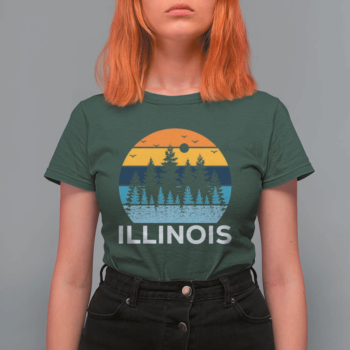 Vintage Illinois Mountain Forest T Shirt For Women Nature Adventure Gift