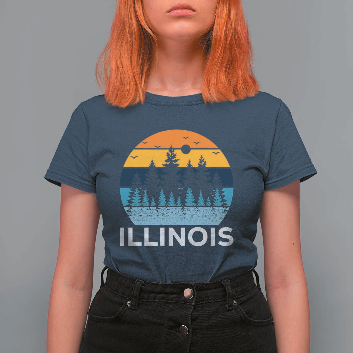 Vintage Illinois Mountain Forest T Shirt For Women Nature Adventure Gift