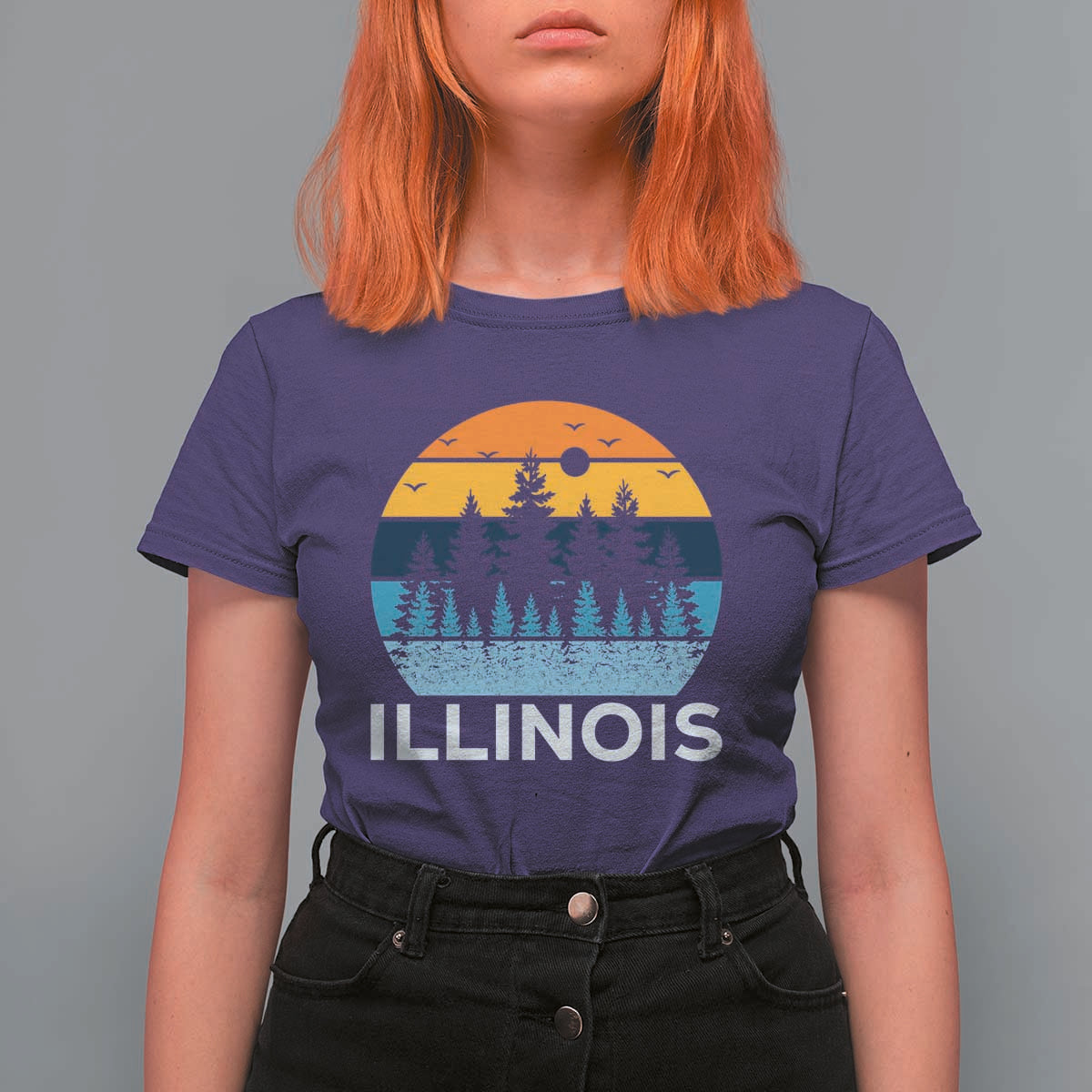Vintage Illinois Mountain Forest T Shirt For Women Nature Adventure Gift