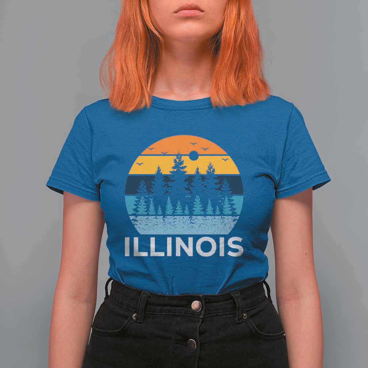 Vintage Illinois Mountain Forest T Shirt For Women Nature Adventure Gift