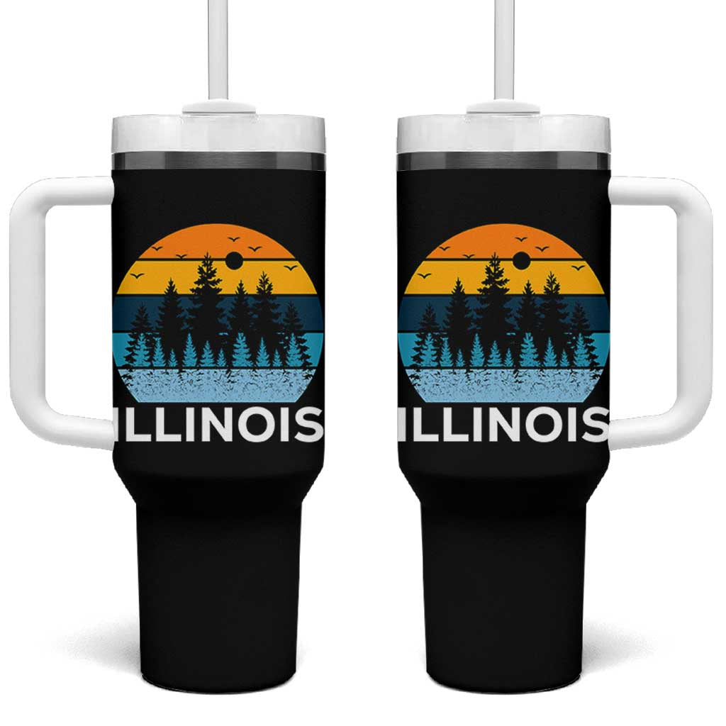 Vintage Illinois Mountain Forest Tumbler With Handle Nature Adventure Gift