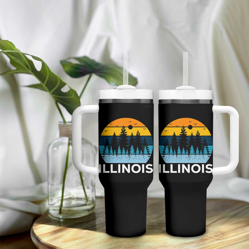 Vintage Illinois Mountain Forest Tumbler With Handle Nature Adventure Gift