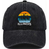 Vintage Illinois Mountain Forest Washed Cotton Baseball Cap Nature Adventure Gift