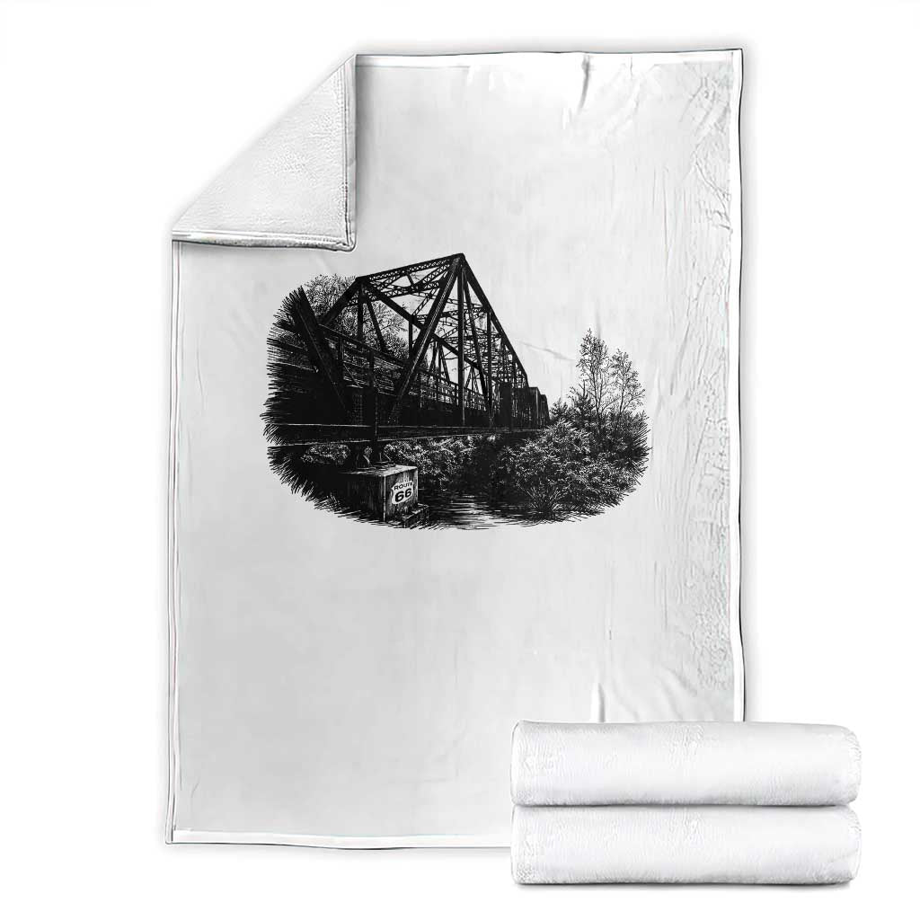 Mother Road Adventure Graphic Throw Blanket Vintage Route Highway 66 Bridge