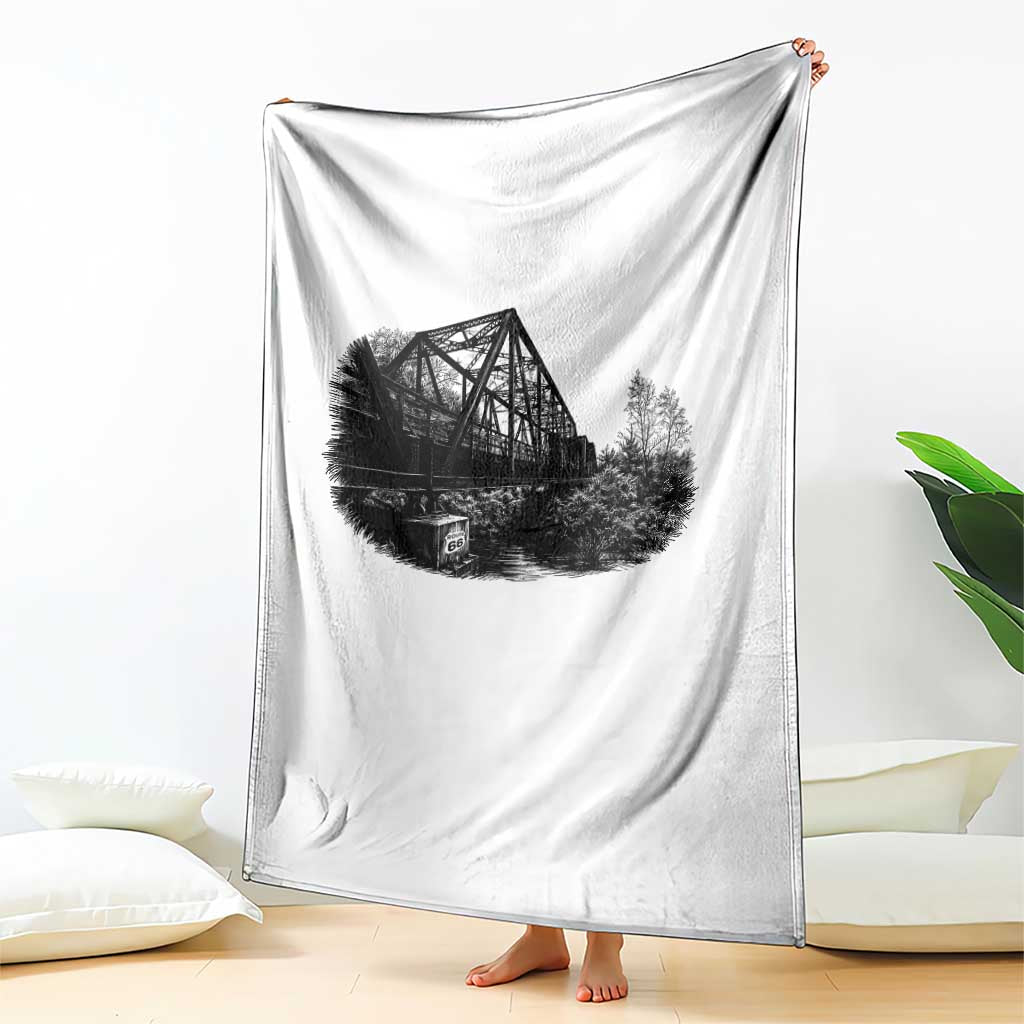 Mother Road Adventure Graphic Throw Blanket Vintage Route Highway 66 Bridge
