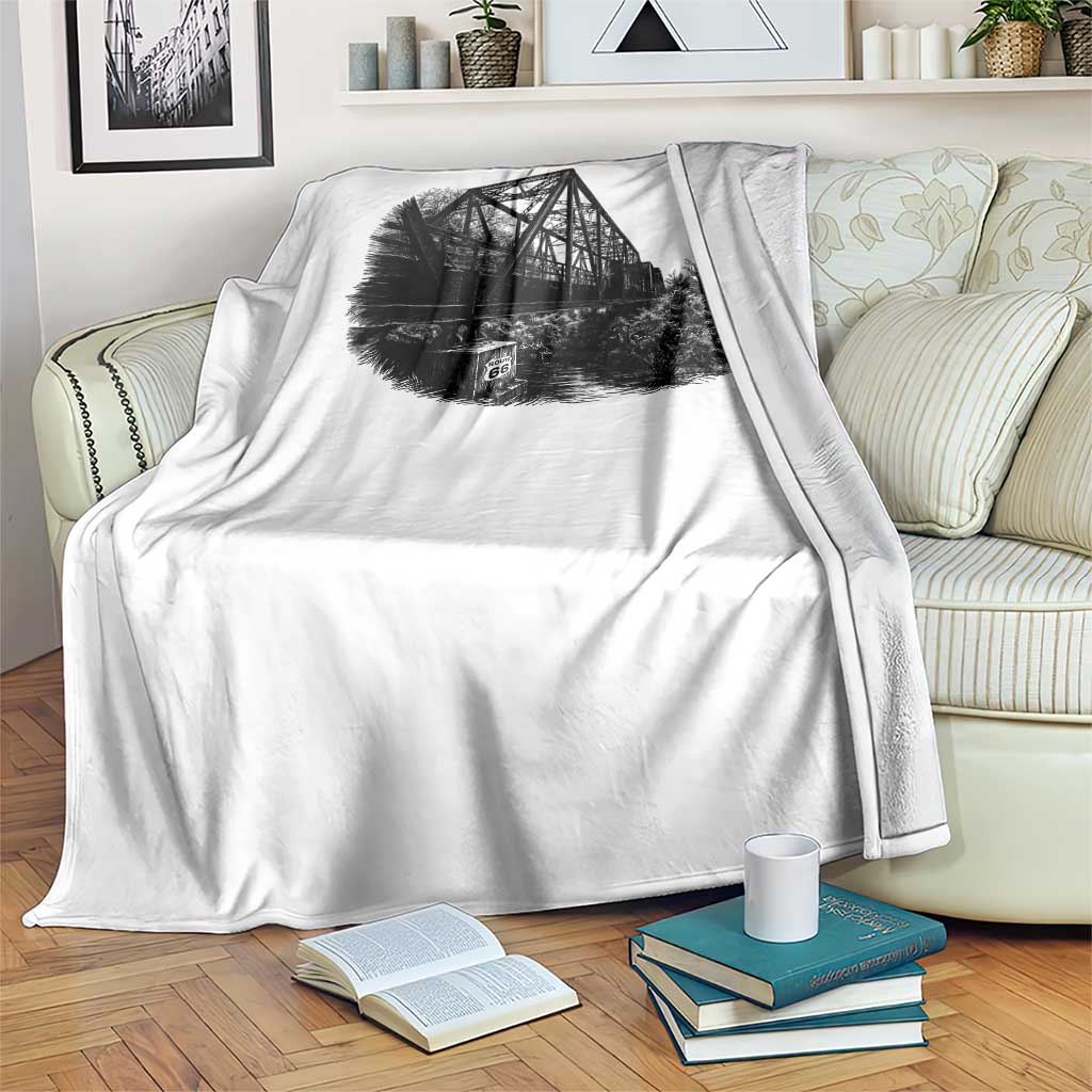 Mother Road Adventure Graphic Throw Blanket Vintage Route Highway 66 Bridge