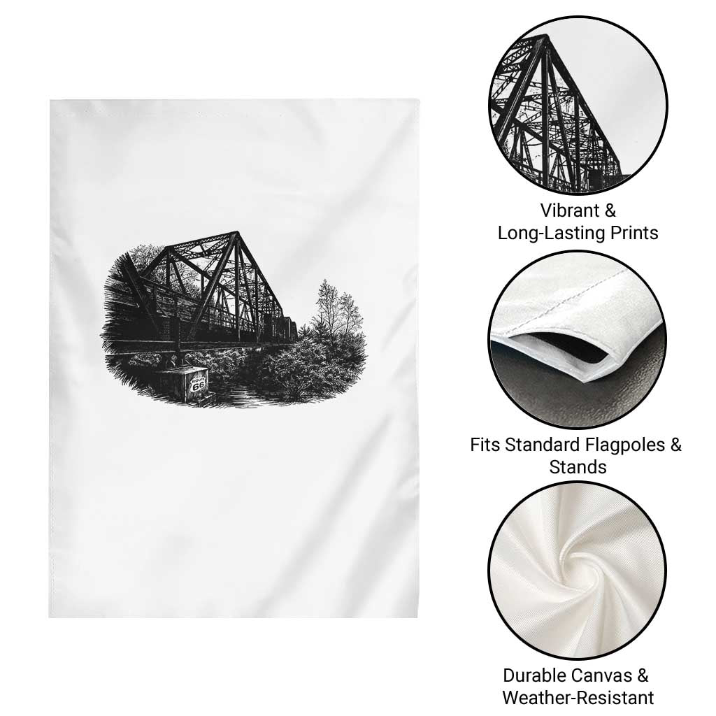 Mother Road Adventure Graphic Garden Flag Vintage Route Highway 66 Bridge