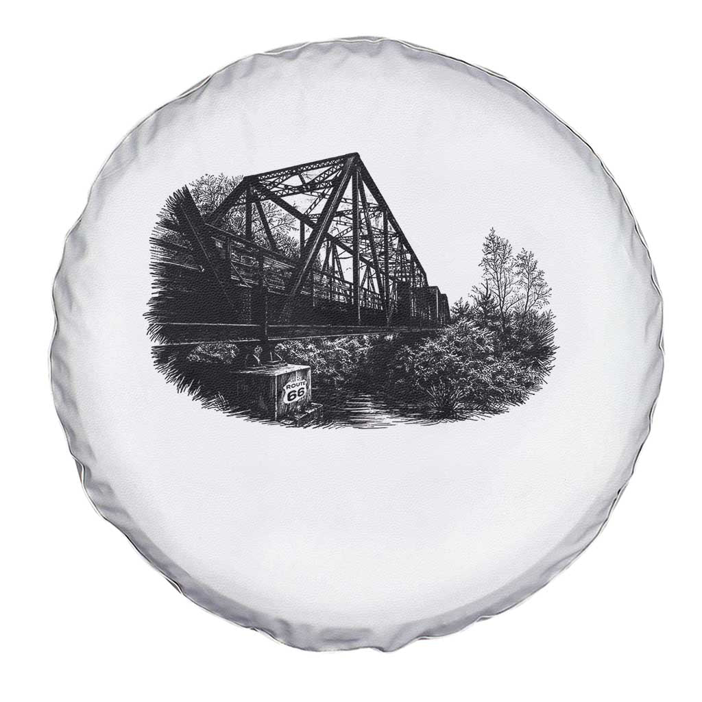 Mother Road Adventure Graphic Spare Tire Cover Vintage Route Highway 66 Bridge