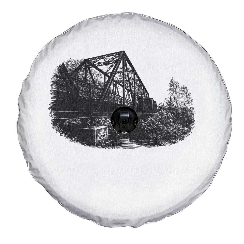 Mother Road Adventure Graphic Spare Tire Cover Vintage Route Highway 66 Bridge
