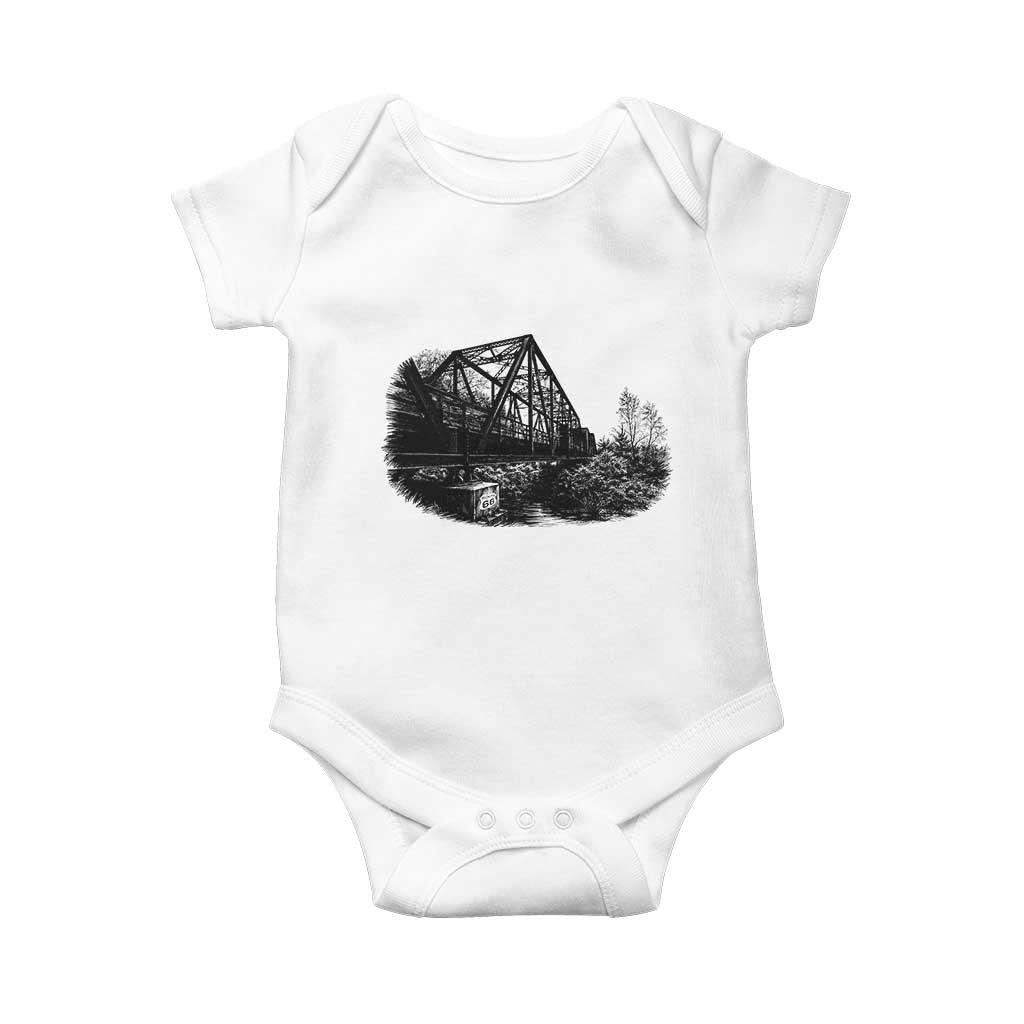 Mother Road Adventure Graphic Baby Onesie Vintage Route Highway 66 Bridge