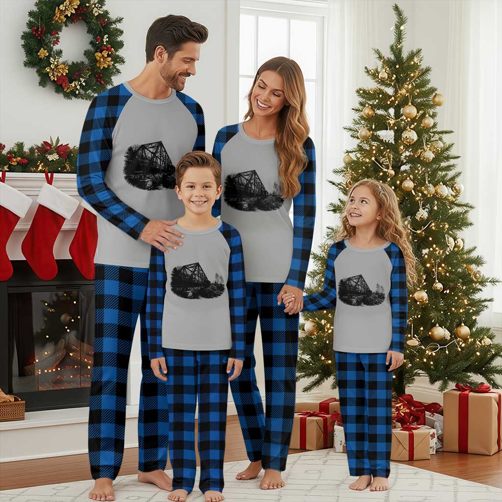 Mother Road Adventure Graphic Plaid Pajama Set Vintage Route Highway 66 Bridge