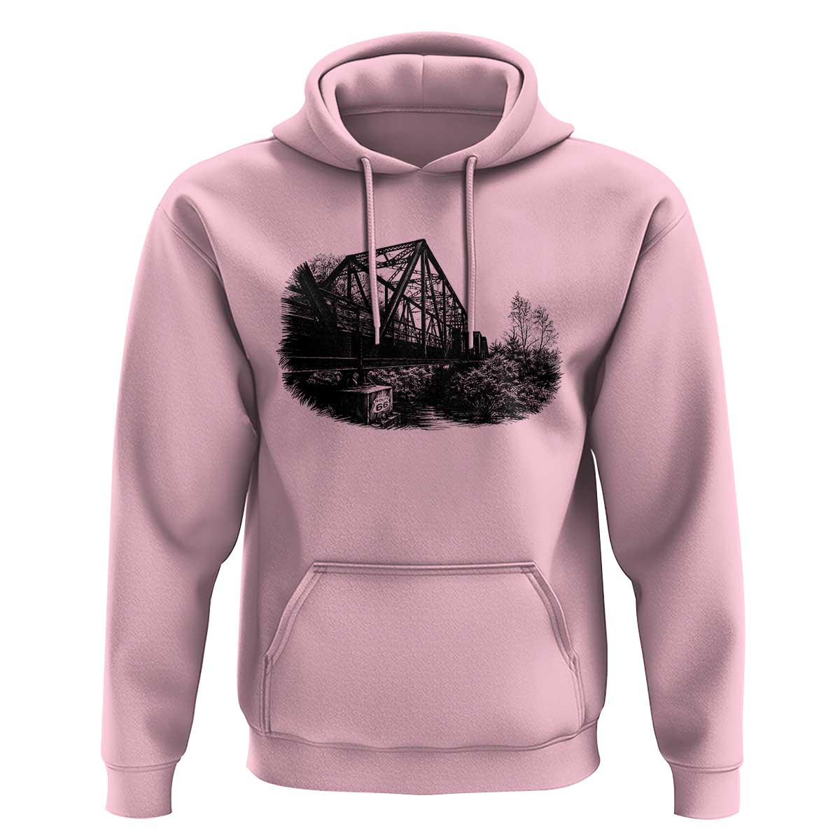 Mother Road Adventure Graphic Hoodie Vintage Route Highway 66 Bridge