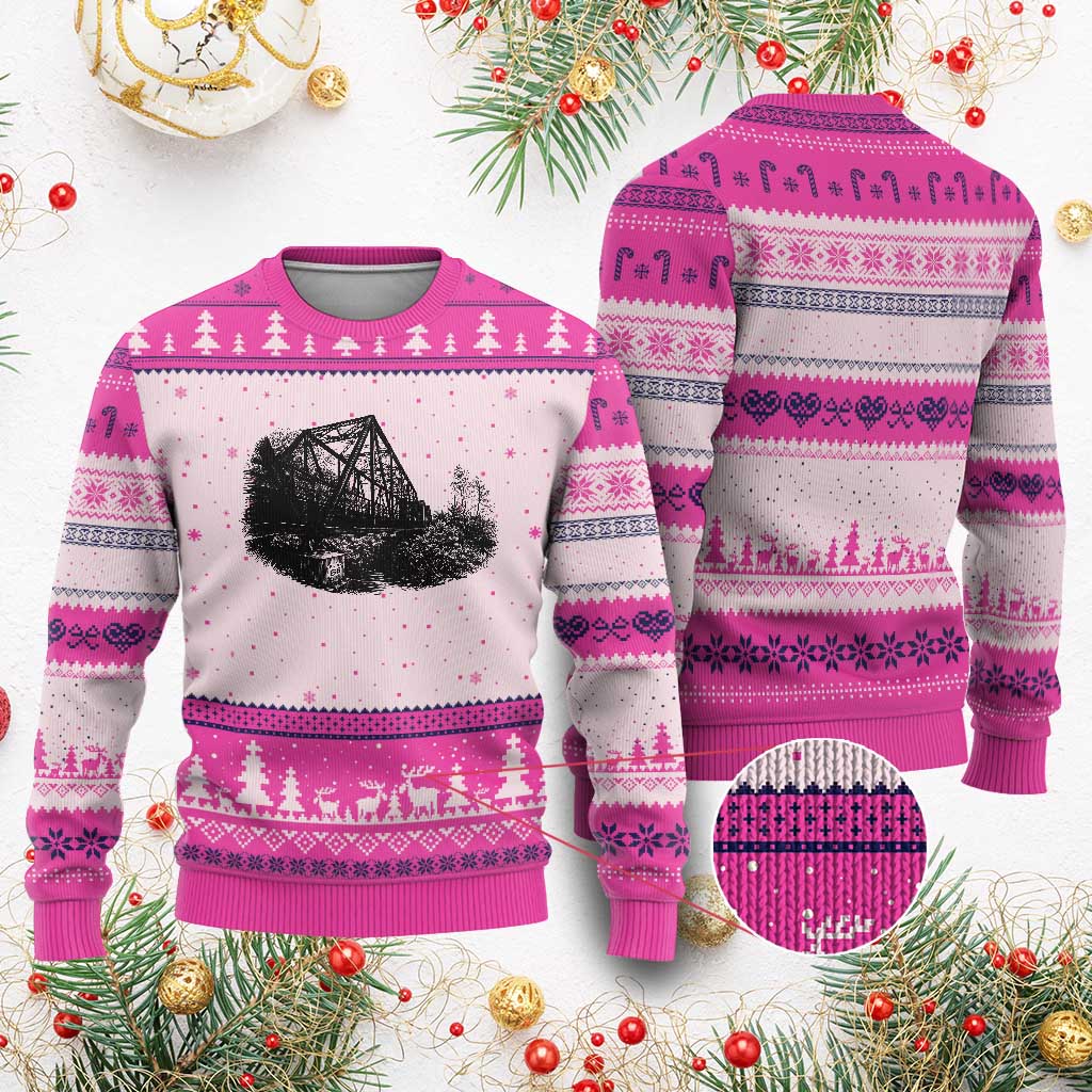 Mother Road Adventure Graphic Ugly Christmas Sweater Vintage Route Highway 66 Bridge