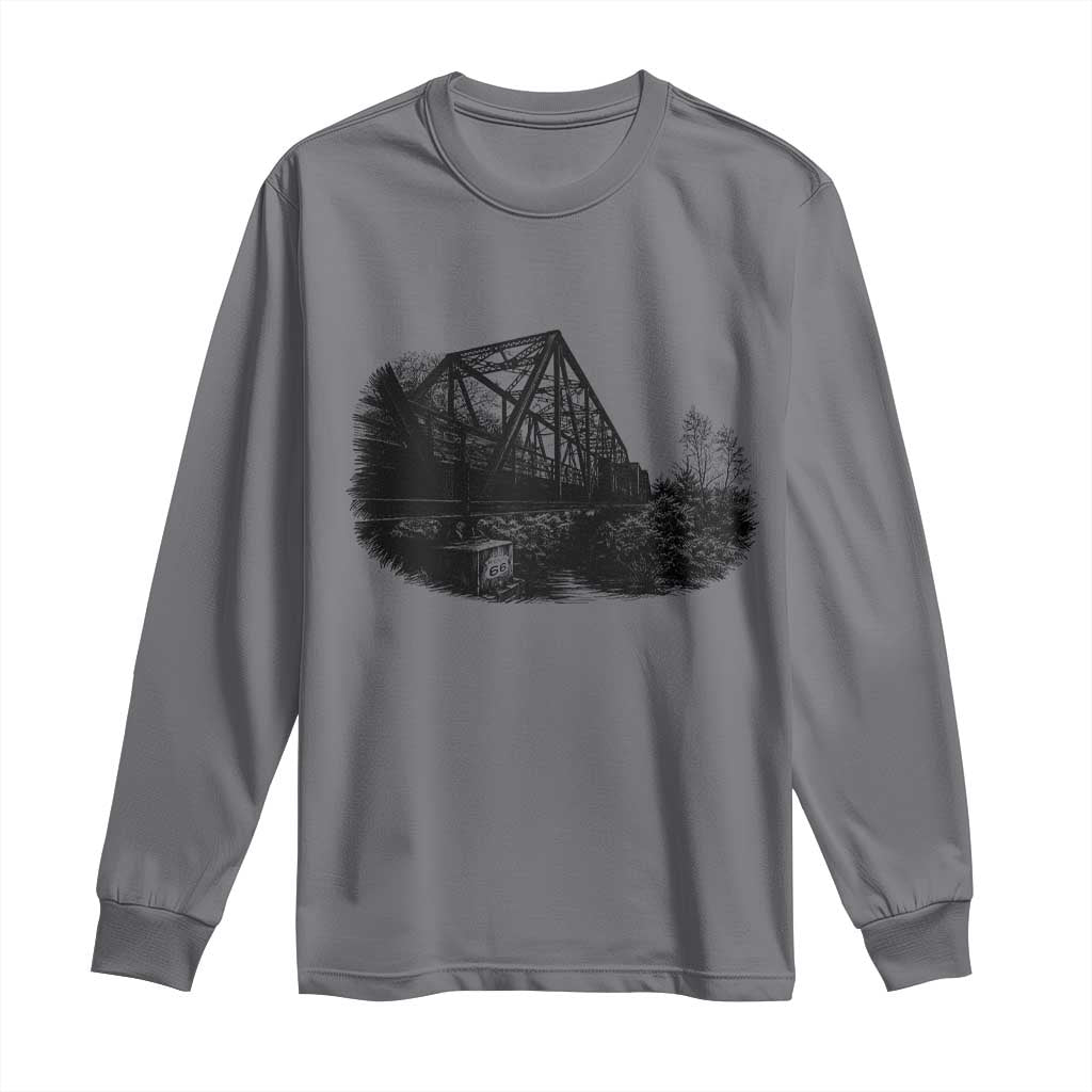 Mother Road Adventure Graphic Long Sleeve Shirt Vintage Route Highway 66 Bridge