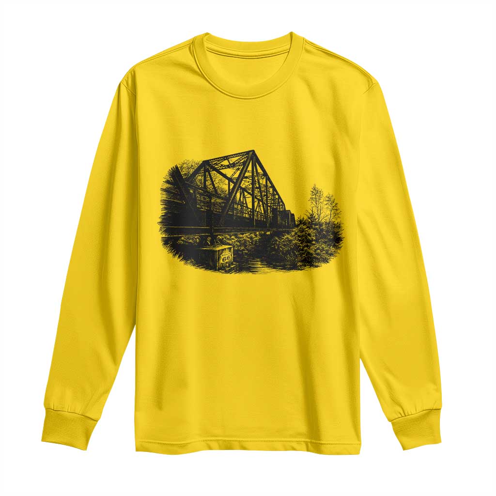 Mother Road Adventure Graphic Long Sleeve Shirt Vintage Route Highway 66 Bridge