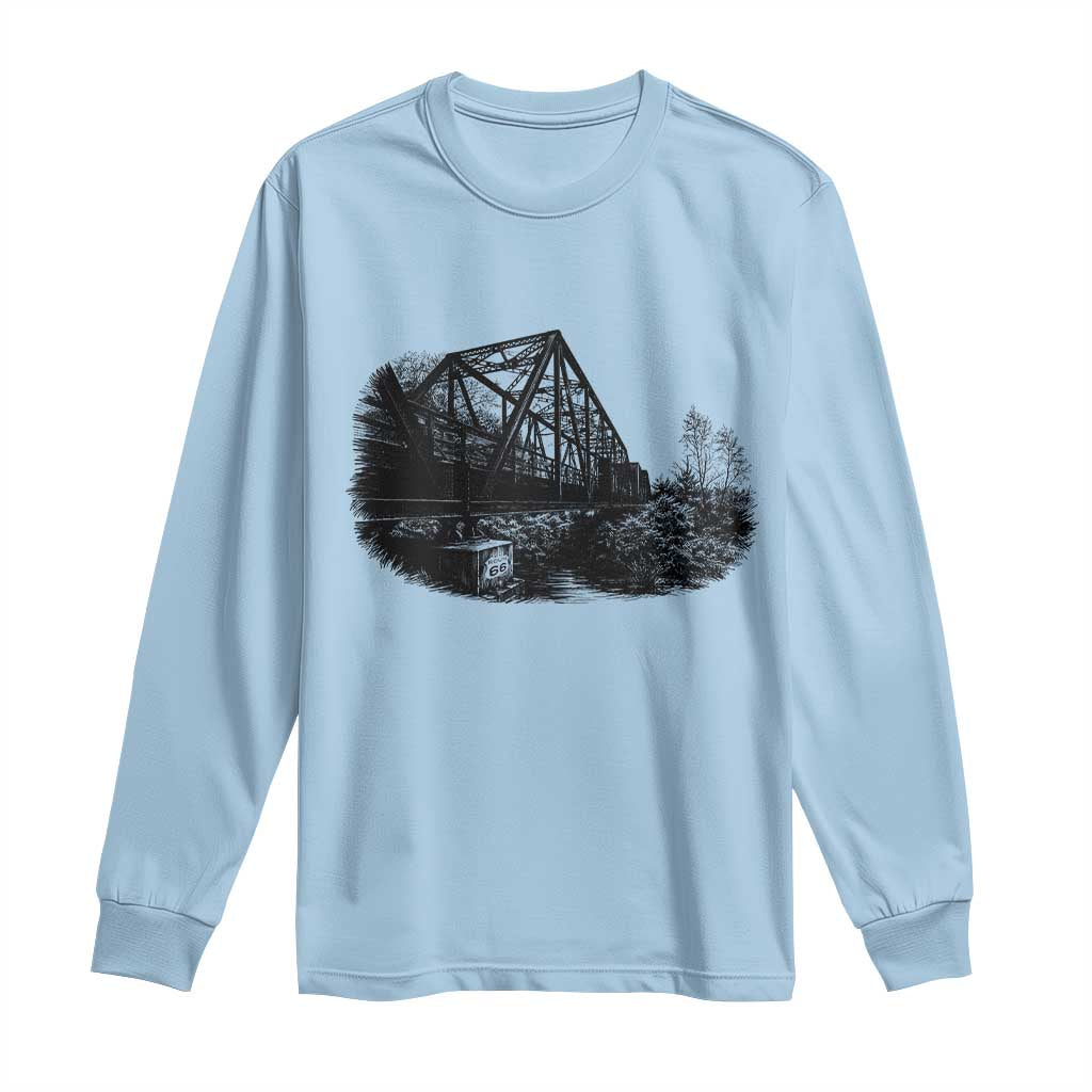 Mother Road Adventure Graphic Long Sleeve Shirt Vintage Route Highway 66 Bridge