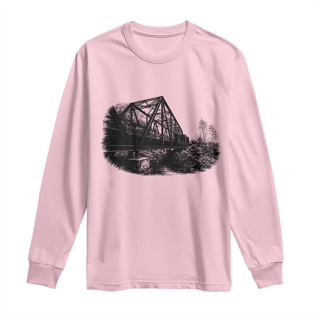 Mother Road Adventure Graphic Long Sleeve Shirt Vintage Route Highway 66 Bridge