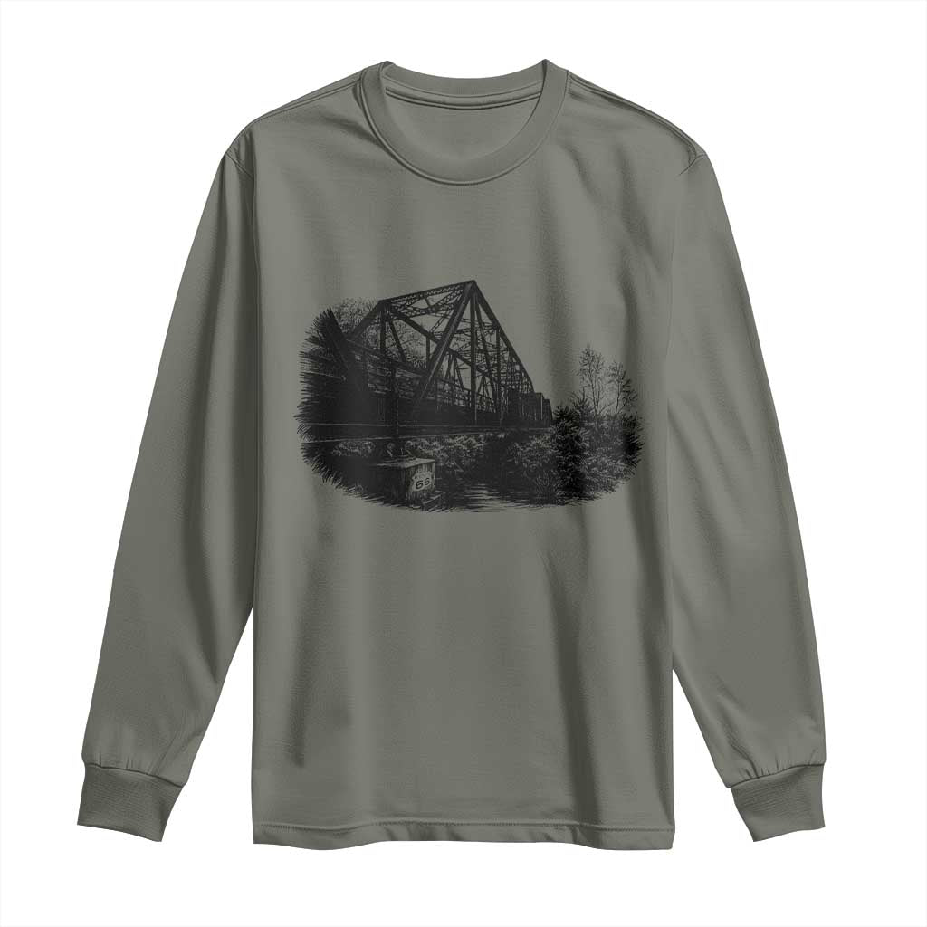 Mother Road Adventure Graphic Long Sleeve Shirt Vintage Route Highway 66 Bridge
