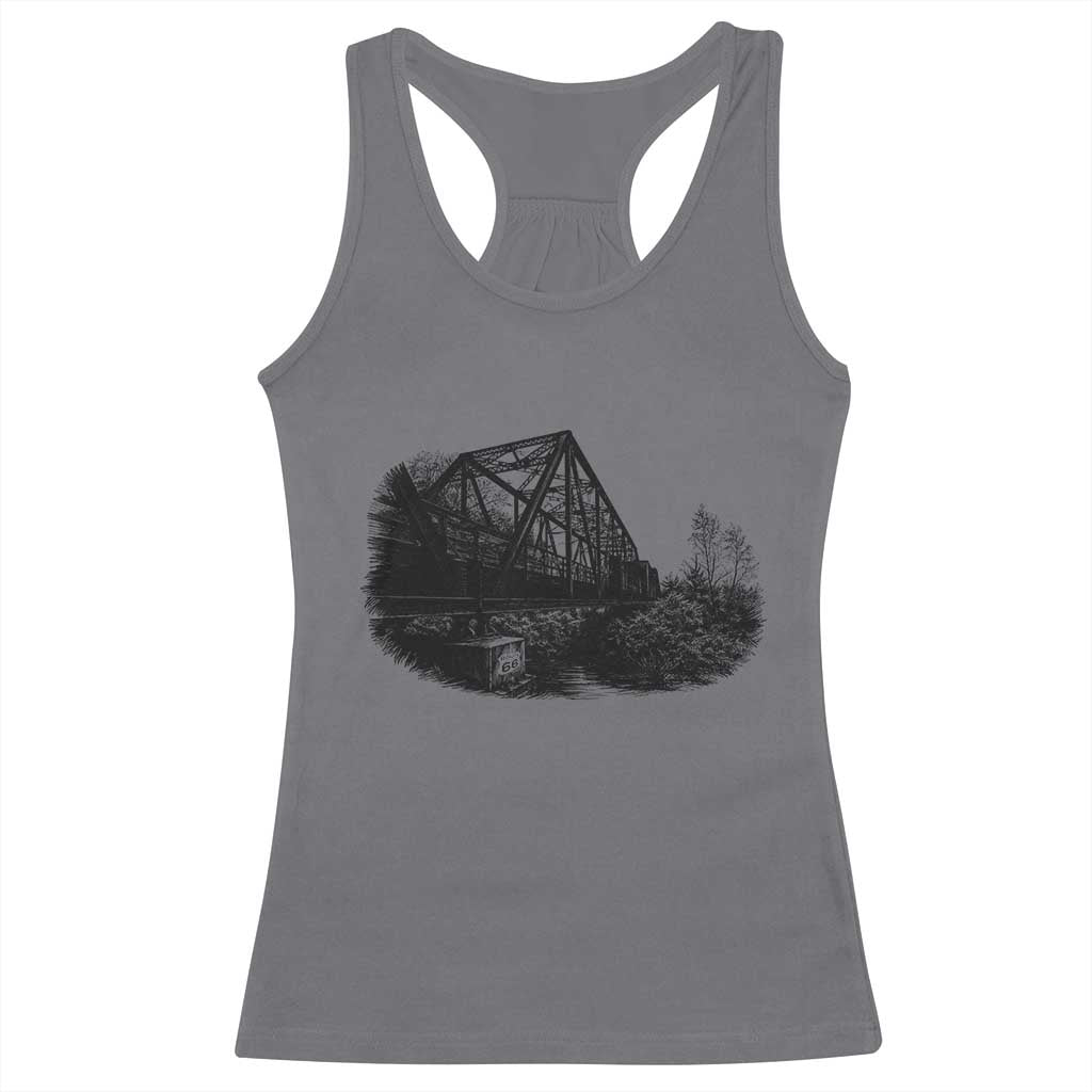 Mother Road Adventure Graphic Racerback Tank Top Vintage Route Highway 66 Bridge