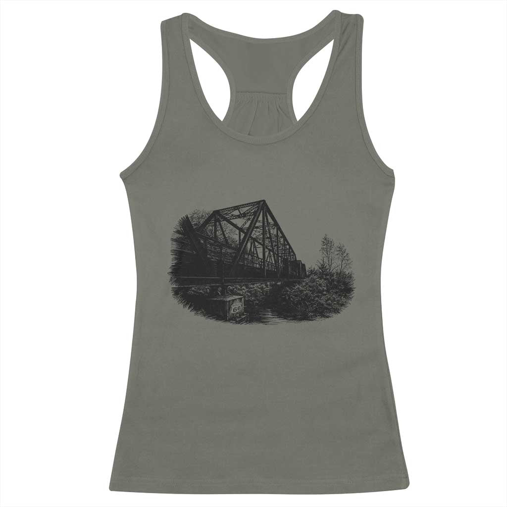 Mother Road Adventure Graphic Racerback Tank Top Vintage Route Highway 66 Bridge