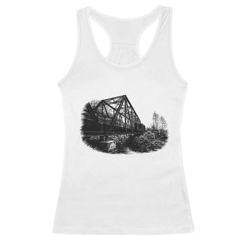 Mother Road Adventure Graphic Racerback Tank Top Vintage Route Highway 66 Bridge