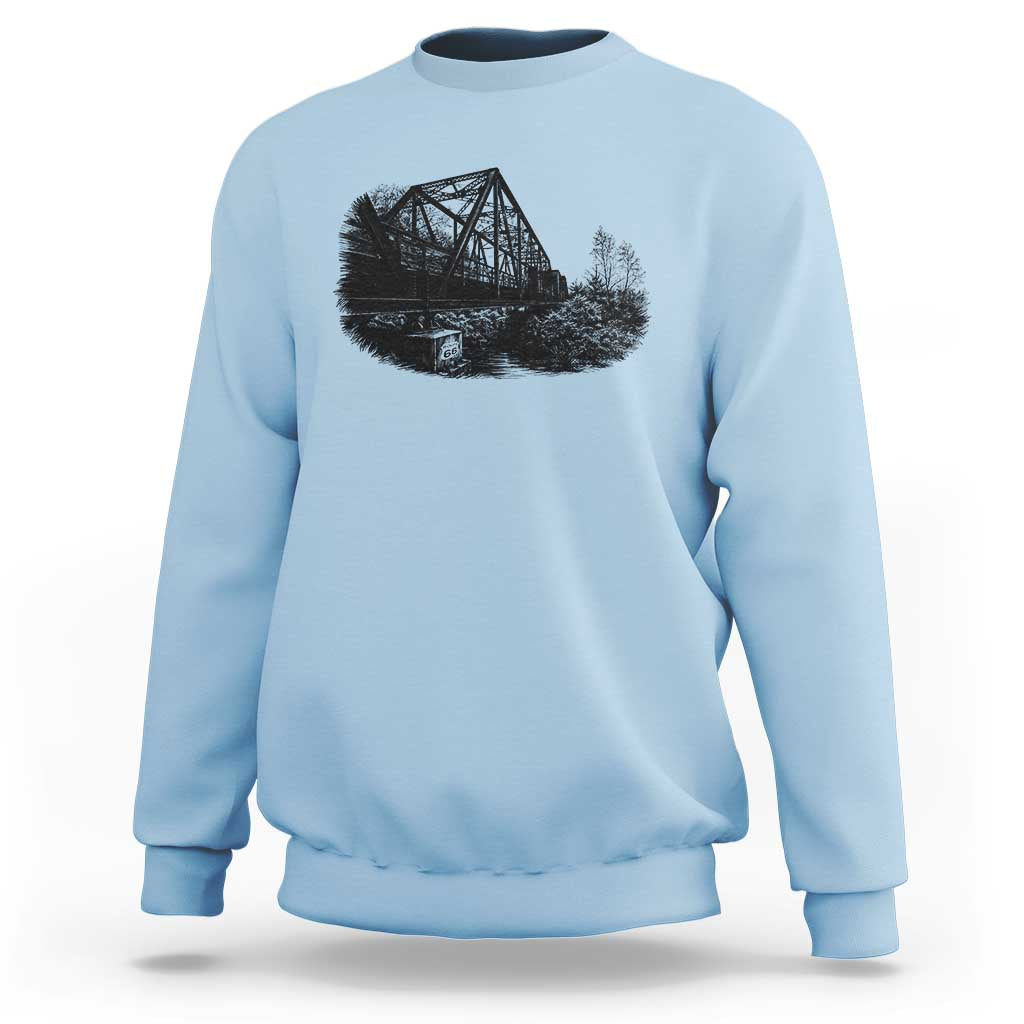 Mother Road Adventure Graphic Sweatshirt Vintage Route Highway 66 Bridge