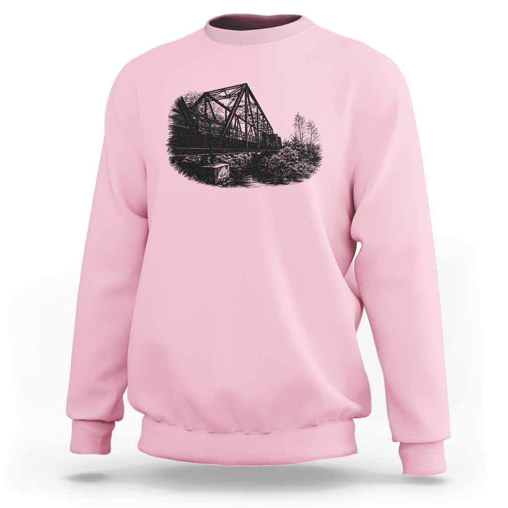 Mother Road Adventure Graphic Sweatshirt Vintage Route Highway 66 Bridge