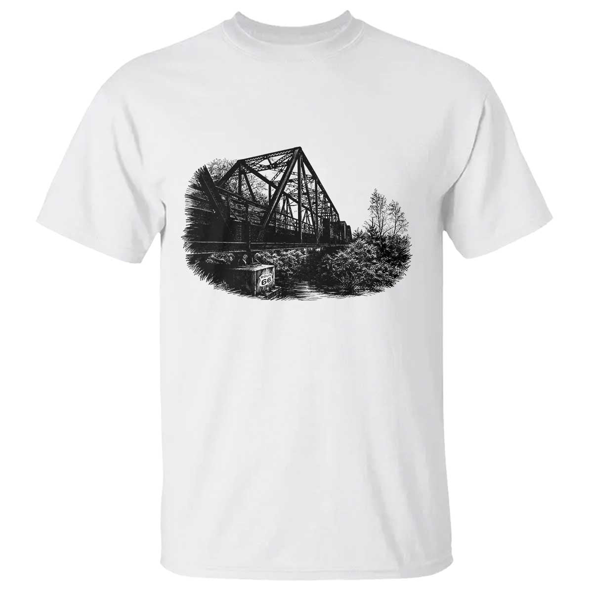 Mother Road Adventure Graphic T Shirt Vintage Route Highway 66 Bridge