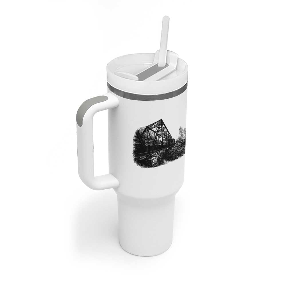 Mother Road Adventure Graphic Tumbler With Handle Vintage Route Highway 66 Bridge