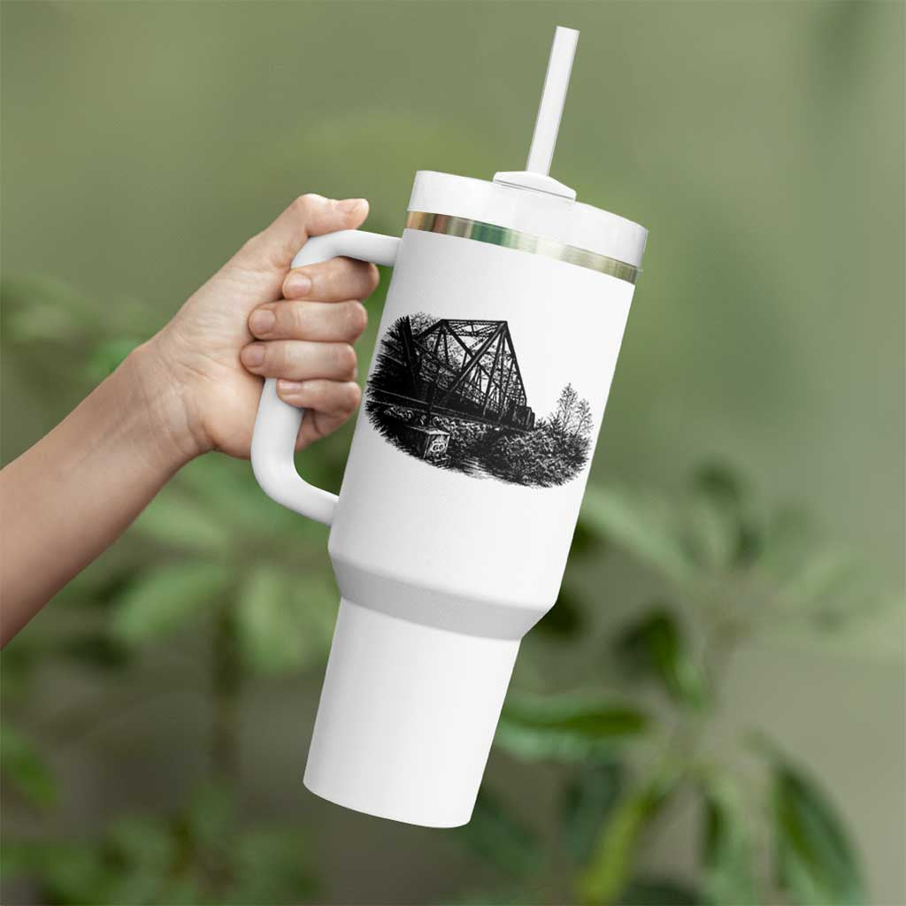 Mother Road Adventure Graphic Tumbler With Handle Vintage Route Highway 66 Bridge