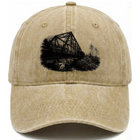 Mother Road Adventure Graphic Washed Cotton Baseball Cap Vintage Route Highway 66 Bridge