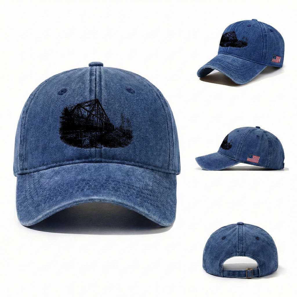 Mother Road Adventure Graphic Washed Cotton Baseball Cap Vintage Route Highway 66 Bridge
