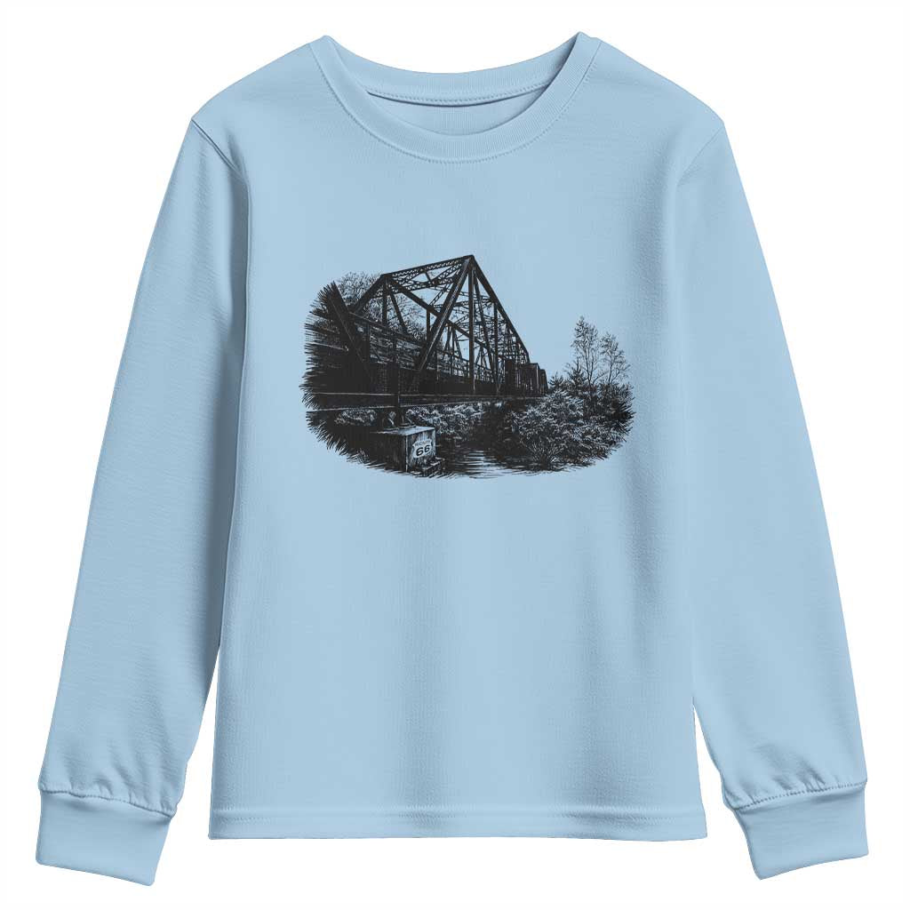 Mother Road Adventure Graphic Youth Sweatshirt Vintage Route Highway 66 Bridge